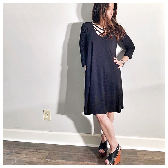 ✨LAST ONE✨Black triple lattice pocket swing dress - Picture 4 of 6